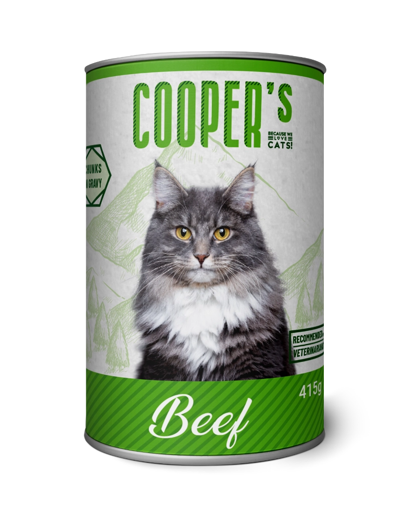 Wet food for adult cats with beef