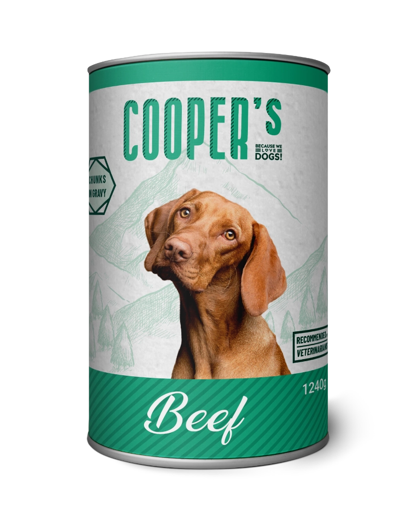 Wet food for adult dogs with beef